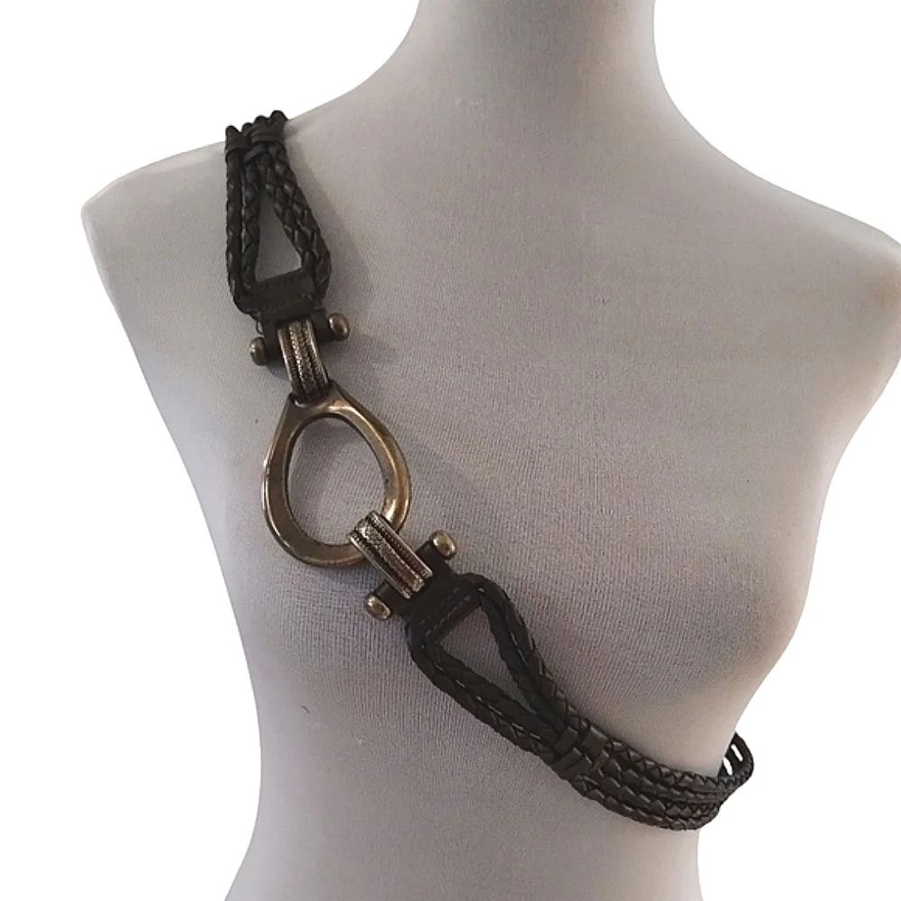 Chic Black and Gold Braided Women's Belt Size L/XL